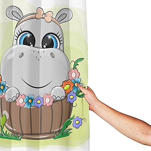 Rideau de douche Hippopotame 152x183 cm variant 2 