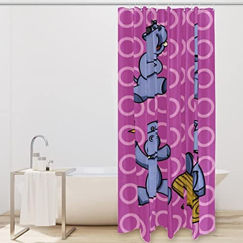Rideau de douche Hippopotame multicolore 150x180 cm variant 0 