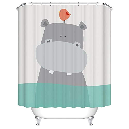 Rideau de douche Hippopotame 180x180 cm