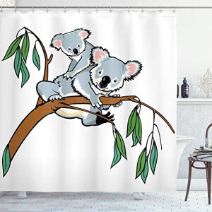 Rideau de douche Koala gris brun 175x200 cm