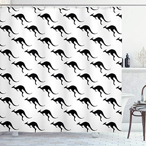 Rideau de douche Kangourou gris anthracite et blanc 175x200 cm