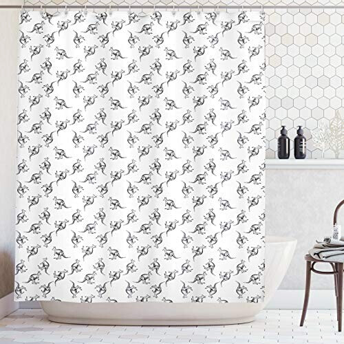 Rideau de douche Kangourou noir blanc 175x180 cm
