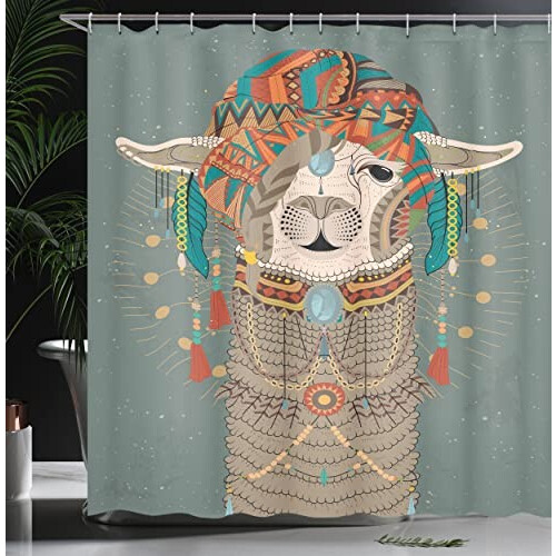 Rideau de douche Lama multicolore 175x200 cm variant 2 