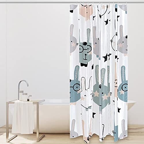 Rideau de douche Lapin multicolore 152.4x182.9 cm variant 0 