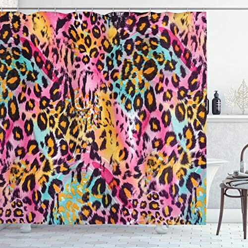 Rideau de douche Léopard multicolore 175x200 cm
