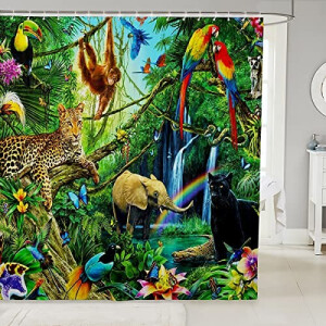 Rideau de douche Léopard multicolore 183x213 cm