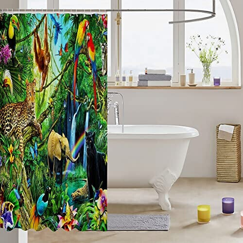 Rideau de douche Léopard multicolore 183x213 cm variant 1 