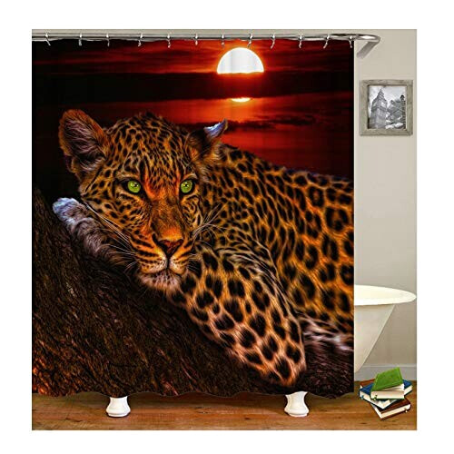 Rideau de douche Léopard multicolore 180x200 cm