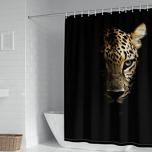 Rideau de douche Léopard noir marron 90x180 cm