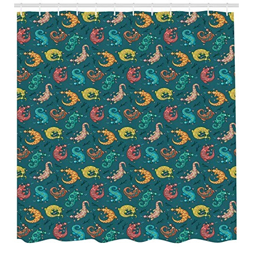 Rideau de douche Lézard multicolore 175x180 cm variant 0 