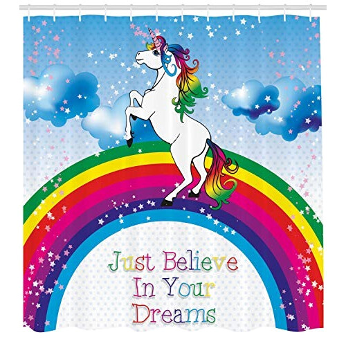 Rideau de douche Licorne violet bleu orange 175x200 cm variant 0 