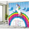 Rideau de douche Licorne violet bleu orange 175x200 cm - miniature variant 2
