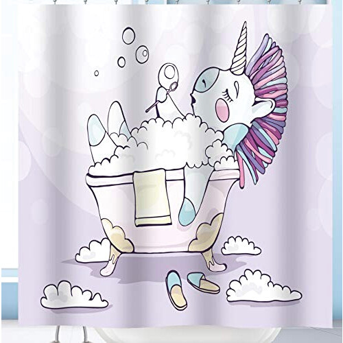 Rideau de douche Licorne violet 180x200 cm