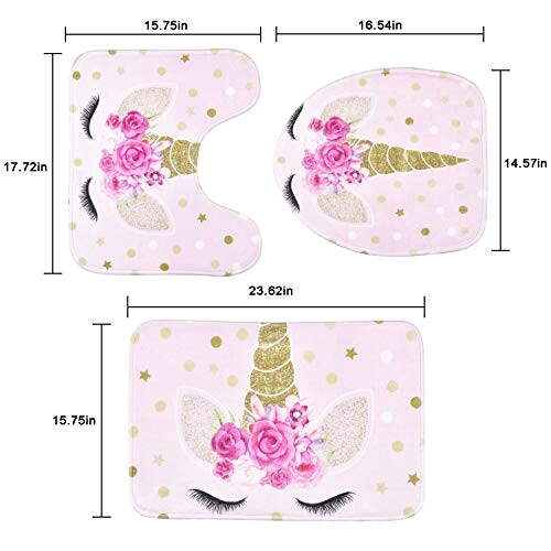 Rideau de douche Licorne rose 177.8x175.3 cm variant 5 