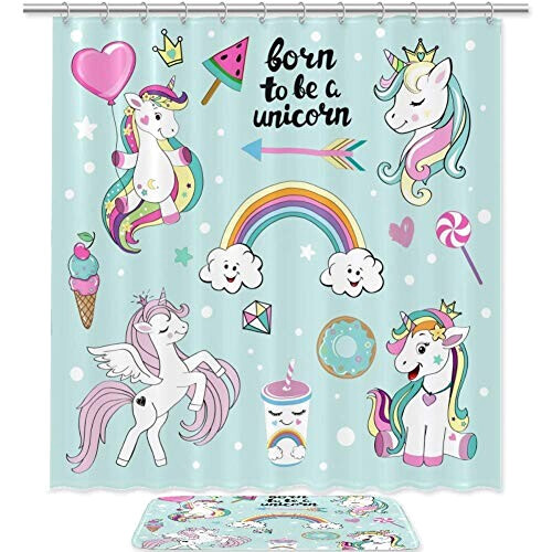 Rideau de douche Licorne multi 183x183 cm