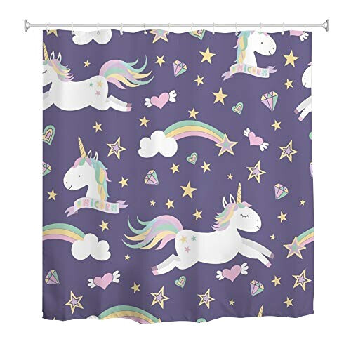 Rideau de douche Licorne de dessin animé 90x180 cm variant 1 