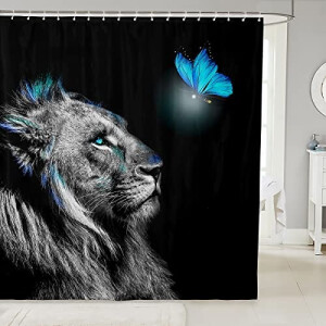 Rideau de douche Lion multicolore 183x198 cm