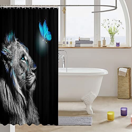 Rideau de douche Lion multicolore 183x198 cm variant 1 