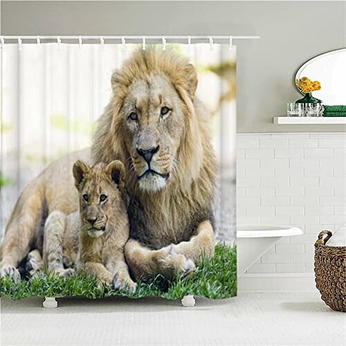 Rideau de douche Lion animal 120x180 cm