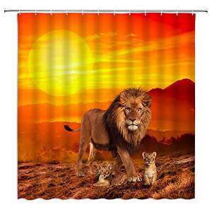Rideau de douche Lion orange 180x180 cm