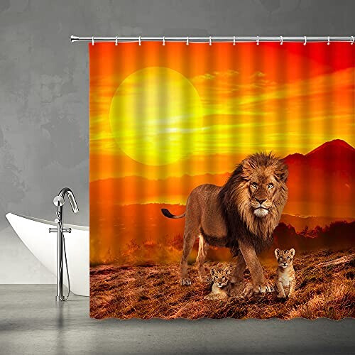 Rideau de douche Lion orange 180x180 cm variant 0 