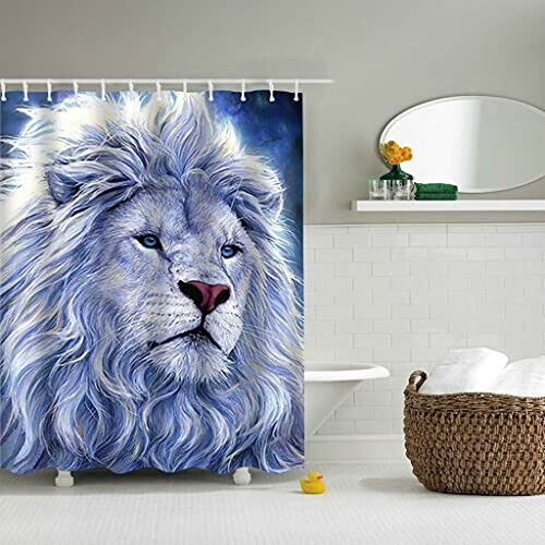 Rideau de douche Lion bleu