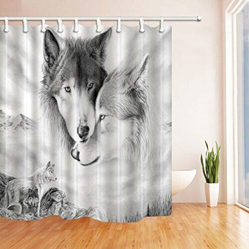 Rideau de douche Loup comme montré 180x180 cm variant 1 