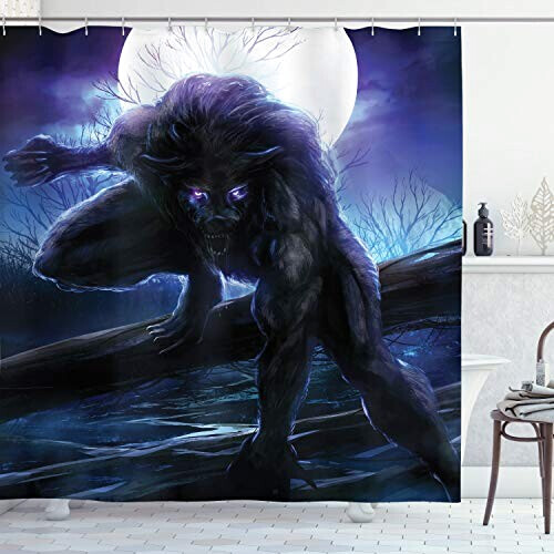 Rideau de douche Loup bleu violet 175x240 cm