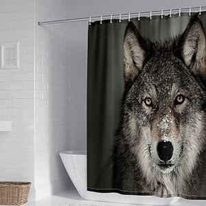 Rideau de douche Loup noir gris 165x180 cm