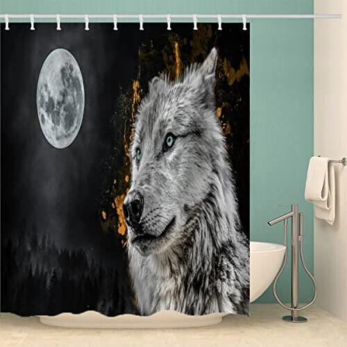 Rideau de douche Loup couleur 120x180 cm variant 0 