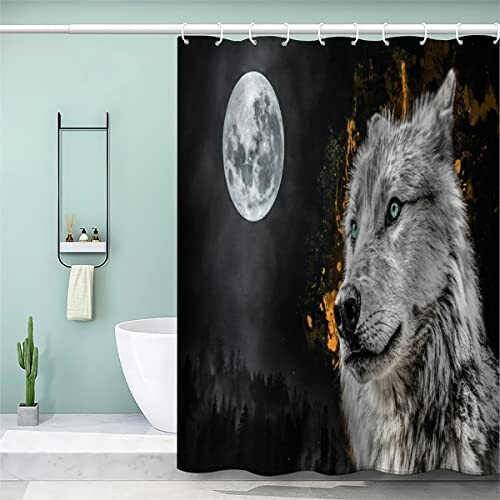 Rideau de douche Loup couleur 120x180 cm variant 1 