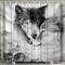Rideau de douche Loup arctique gris x120 cm - miniature