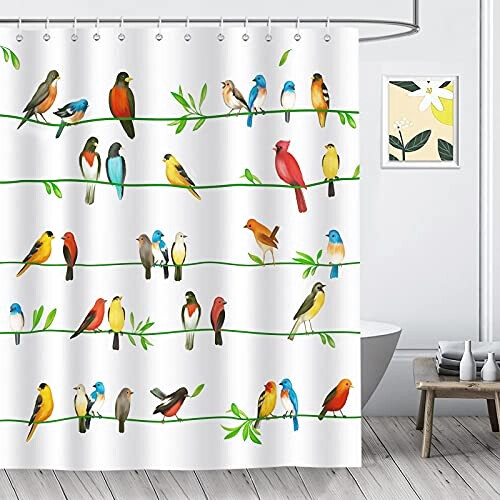 Rideau de douche Oiseau x couleurés 180x180 cm variant 0 
