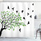 Rideau de douche Oiseau noir vert blanc 175x200 cm - miniature