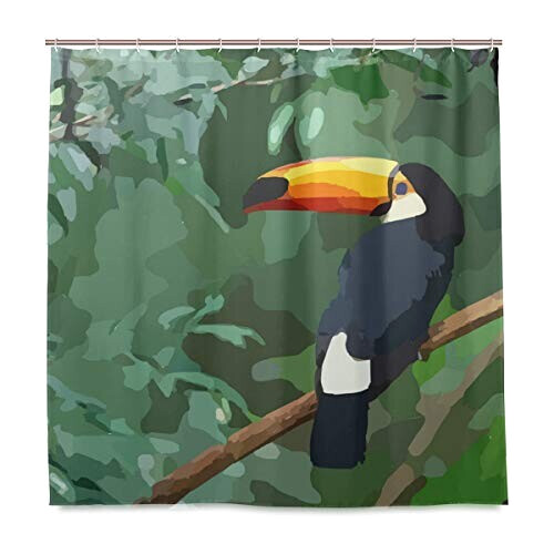 Rideau de douche Toucan - Oiseau - multicolore 182.9x182.9 cm variant 0 