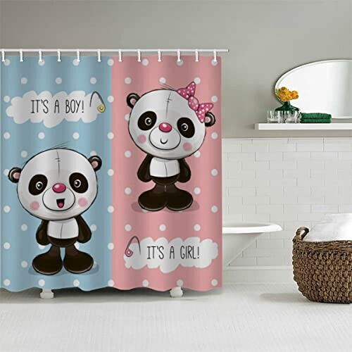 Rideau de douche Panda couleur 120x180 cm variant 2 