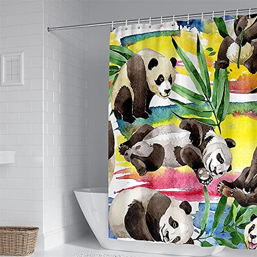 Rideau de douche Panda aquarelle 180x180 cm variant 1 