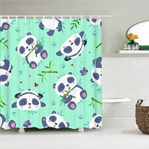 Rideau de douche Panda vert 165x180 cm