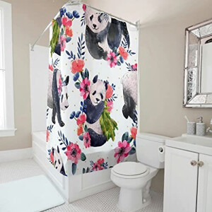 Rideau de douche Panda blanc 91x180 cm
