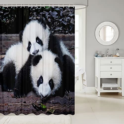 Rideau de douche Panda multicolore 183x198 cm variant 0 