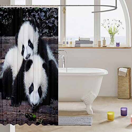Rideau de douche Panda multicolore 183x198 cm variant 1 