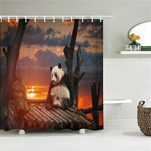 Rideau de douche Panda au coucher du soleil 120x180 cm variant 0 