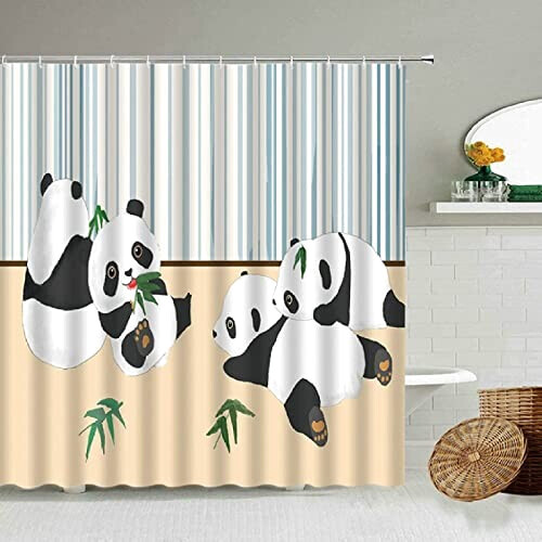 Rideau de douche Panda mignon 120x200 cm