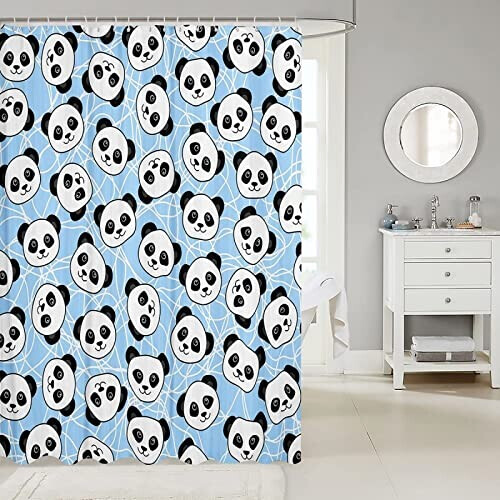 Rideau de douche Panda mignon 180x180 cm
