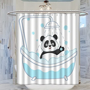 Rideau de douche Panda adorable prenant une douche À bulles 183x214 cm