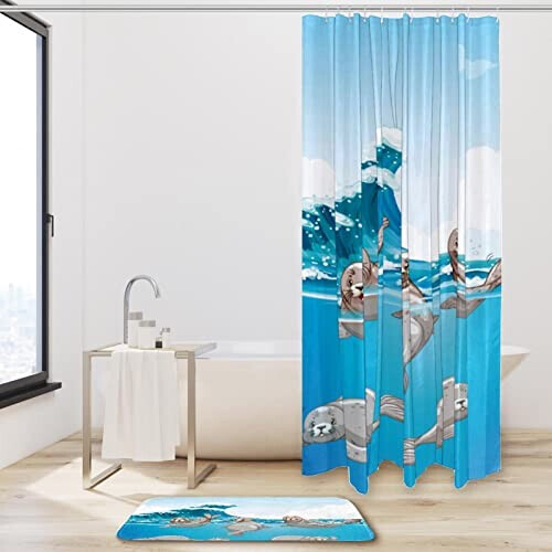 Rideau de douche Phoque multi-couleur variant 0 