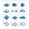 Rideau de douche Poisson bleu blanc 175x180 cm - miniature variant 1