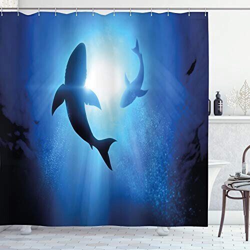 Rideau de douche Requin bleu royal 175x220 cm