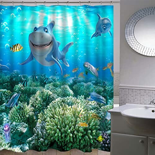 Rideau de douche Requin couleur 120x180 cm variant 1 