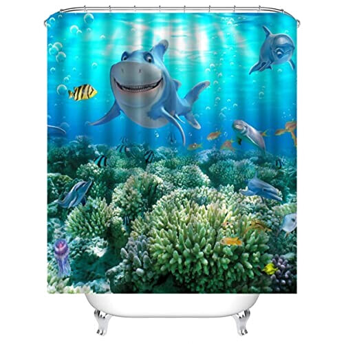 Rideau de douche Requin couleur 120x180 cm variant 2 